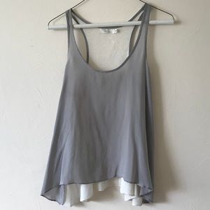 Gray and white silk/cotton swing tank